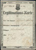 1861 Horvátfalu/Krobotek, német nyelvű igazolásjegy (Legitimationskarte)