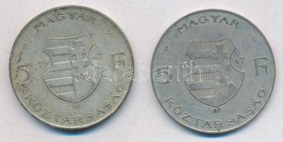 1947. 5Ft Ag "Kossuth" (2x)  T:2-,3