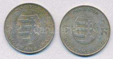 1947. 5Ft Ag "Kossuth" (2x) T:2,2- kis patina