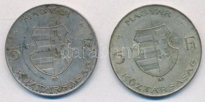 1947. 5Ft Ag "Kossuth" (2x)  T:2-