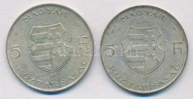1947. 5Ft Ag "Kossuth" (2x) T:2,2- kis patina