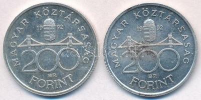1992. 200Ft Ag "MNB" (2x) T:2 kis patina