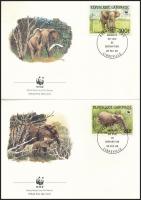 WWF: Erdei elefánt sor 4 db FDC-n WWF Forest elephants set on 4 FDC