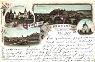1897 (Vorläufer!) Ehrenhausen, Georgi Schloss, Mausoleum / castle, mausoleum. Karl Schwidernoch, Art Nouveau, floral, litho (EB)