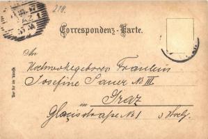 1897 (Vorläufer!) Bad Radkersburg, Platz, Sparkasse, vom Herzogberg / square, savings bank. Weitzing...