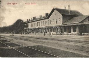 Eperjes, Presov; vasútállomás. Divald Károly fia / Bahnhof / railway station