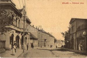 Zilah, Zalau; Rákóczi utca üzletekkel, Seres Samu kiadása / street view with shops / Strasse (fl)