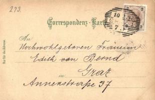 1898 Graz bei Nacht / at night. Kunstanstalt Karl Schwidernoch No. 400. Art Nouveau, floral, litho