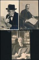 cca 1929 Újságolvasók, 5 db privát fotólap, 14x9 cm