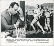1969 Portisch Lajos és Balczó András sakkozók, MTI-fotó, feliratozva, 21×24,5 cm
