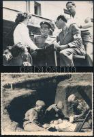 cca 1950 Orosz katonák, 7 db vintage fotó, 24x18 cm és 14x9 cm között