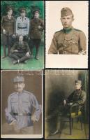 6 db kézzel színezett katonai fotó különböző korszakokból, 14x9 cm és 6x9 cm között