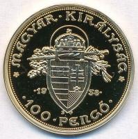 DN "Magyar aranypénzek utánveretben - Szent István jubileumi 100 pengő" aranyozott Ag emlé...