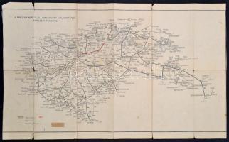 cca 1941 A Magyar Királyi Államvasutak közúti gépkocsiüzem (MÁVAUT) autóbuszvonalainak átnézeti térk...