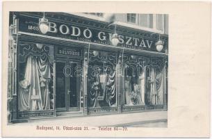 Budapest V. Bodó Gusztáv (utódai Mihálkovics és Szemere) Női divatkelmék üzlete az arany golyóhoz. Hátoldalon reklám. Váci utca 21.