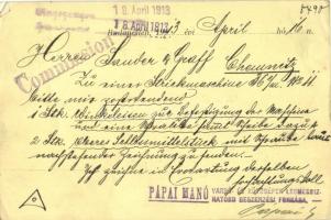 Budapest VI. Pápai Manó üzlete és levele, Art Nouveau. Andrássy út 14. (EK)