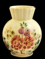 Zsolnay virágmintás váza, kézzel festett, jelzett, hibátlan, m: 12 cm