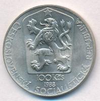 Csehszlovákia 1988. 100K Ag "Prágai Bélyegkiállítás" T:1- 
Czechoslovakia 1988. 100 Korun...