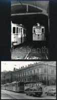 cca 1975 Budapesti villamosok forgalomban és a remízben, 8 db vintage fotó, 9x14 cm és 18x24 cm közö...