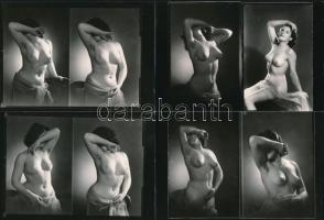 cca 1950 Demeter Károly (1892-1983) budapesti fényképész műtermi aktfelvételei, a szerző hagyatékában levő 8 db vintage negatívjáról készült másolatok, 4 db fotópapíron, 9x14 cm