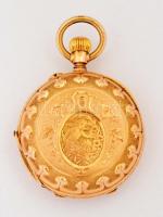 Remontoir 14 K arany női zsebóra szép állapotban / Remontoir 14 C female's gold watch d. 30 mm ...