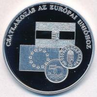 DN A magyar pénz krónikája - Csatlakozás az Európai Unióhoz Ag emlékérem tanúsítvánnyal (20g/0.999/38,61mm) T:PP
