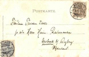 Aachen, Frankenburg. Knackstedt & Näther's Koloman Moser stlye Art Nouveau, floral, litho (...