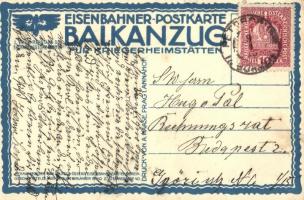 Eisenbahner-Postkarte Balkanzug für Kriegerheimstätten 2. Im Führerstand der Balkanzugslokomotive. D...