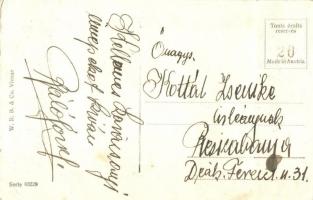 2 db RÉGI Stoff-Reproduktion stílusú művészlap a bécsi textilmintás képeslapsorozatból. W.R.B. &...