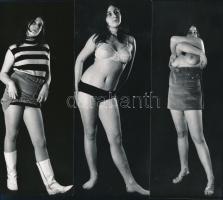 cca 1967 Mindent le kell venni? Szolidan erotikus, vintage felvételek, 5 db fotó, 17x7 cm / 5 erotic photos