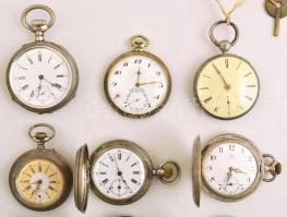 22 darabos ezüst óra-gyűjtemény. Ezüst zsebórák és karórák. Doxa, Omega, Tavannes, magyar órások gyá...