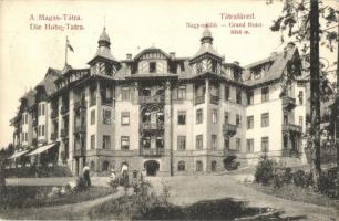 Tátrafüred, Bad Alt-Schmecks, Novy Smokovec; Nagy szálló. Divald Károly 1491-1907. / Grand Hotel (ragasztónyom / gluemark)