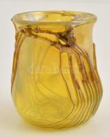 Horváth Márton (1941-2013): Díszváza, anyagában színezett, fújt plasztikus rátétekkel, hibátlan, jel...