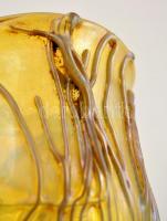 Horváth Márton (1941-2013): Díszváza, anyagában színezett, fújt plasztikus rátétekkel, hibátlan, jel...