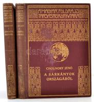 Cholnoky Jenő: A sárkányok országából I-II. kötet. Magyar Földrajzi Társaság Könyvtára. Bp., é. n., Franklin-Társulat. Kiadói aranyozott egészvászon sozozatkötésben, kopottas borítóval, de belül jó állapotban.