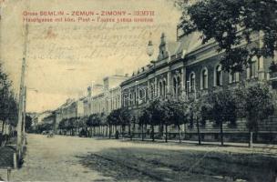 Zimony, Semlin, Zemun; Fő út, Királyi postahivatal / main street with post office. 23382-31. (fa)