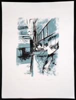 Beron Katalin (?- ): Utazás I., szitanyomat, papír, jelzett, számozott (2/6), 67×50 cm
