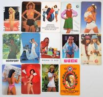1975-1991 14 db hölgyeket ábrázoló kártyanaptár, köztük erotikusak is