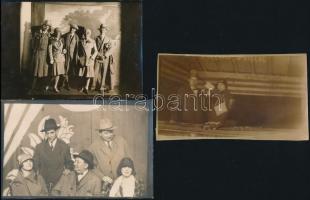 1925 Budapest, Angol parki emlékképek, 3 db vintage fotó, az egyik feliratozott, 9x14 cm