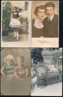 cca 1940 Szépen színezett privát fényképek, 4 db vintage fotó, 14x9 cm