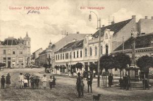 Tapolca, Szentháromság tér és szobor, Tapolczai Lapok Kiadóhivatal, Lőwy B. üzlete