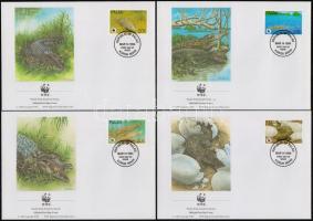 WWF crocodile set on 4 FDC-s + block of 4 WWF: Krokodil sor 4 db FDC-n + négyestömb