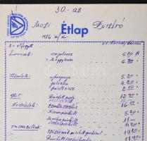 1969-1979 7 db különböző étlap, többek közt: Pest Megyei Vendéglátóipari Vállalat, Utasellátó, Márvá...