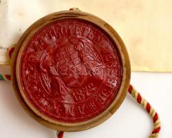 1930 M. Kir. József-Műegyetem díszes gépészmérnöki oklevél, Hütl Dezső (1870-1946) építésznek, az eg...