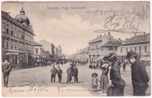 1904 Nagykanizsa, Fő utca, Takarékpénztár, Ifj. Wajdits József üzlete. Alt és Böhm kiadása. Montázslap / montage postcard