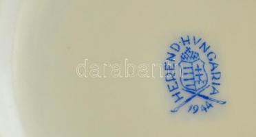 Herendi virág mintás bonbonier, rózsán apró lepattanás, kézzel festett, jelzett, m:12 cm, d:11 cm