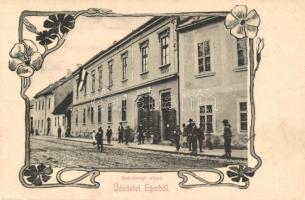 Eger, Széchenyi utca, iskola. Art Nouveau, floral (EK)