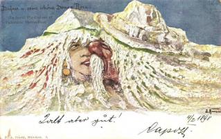 Le hardi Pie-Dufour et ladorable Monte-Rosa / Monte Rosa, Dufourspitze. Swiss art postcard F. A. Prantl (Rb)