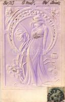 Art Nouveau Emb. lady. TCV card (glue mark)