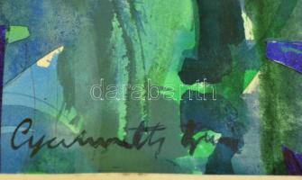 Gyarmathy jelzéssel: Kapuk. Kollázs, papír, üvegezett keretben, 24×18 cm